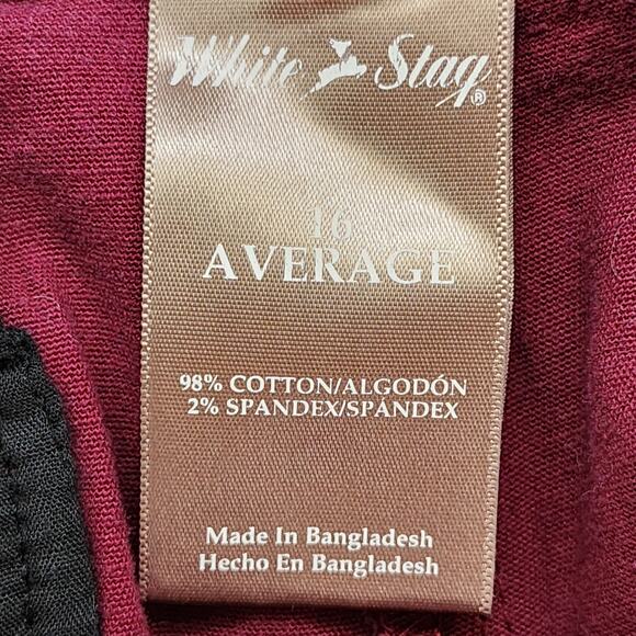 White Stag Pants Womens 16 Red Burgundy Double Button Straight Stretch Cotton - Picture 4 of 10